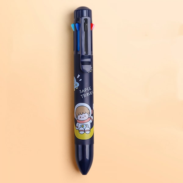 Retractable Ballpoint Pen 8-in-1 Monivärinen Piirretty Kuulakärkikynät 0,5 mm Nestekynät Toimistotarvikkeisiin