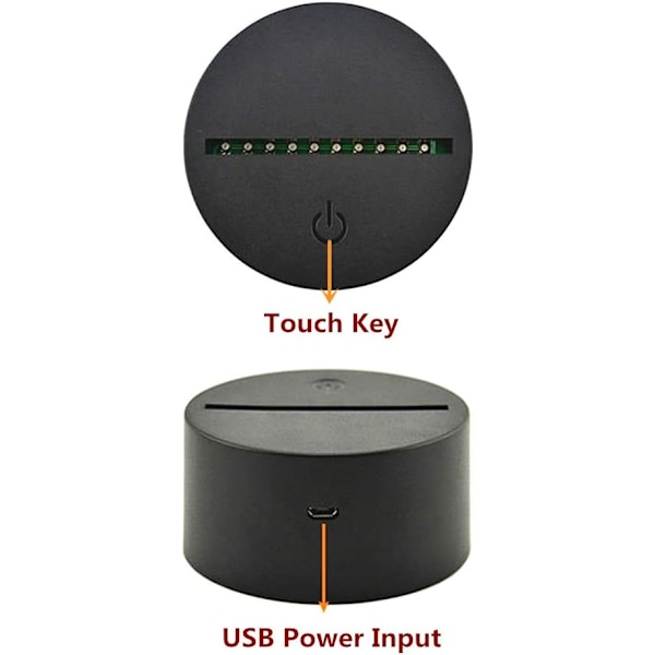 3D Illusion Platform Natlys Touch Switch 7 Farve Skift USB Strøm LED Bordlampe til Hjemmedekoration eller Julegaver