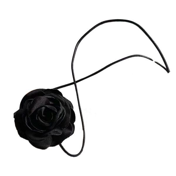 Rose Choker PU Läder Dekorativ Elegant Liten Rose Flower Choker för kvinnor Dating Svart