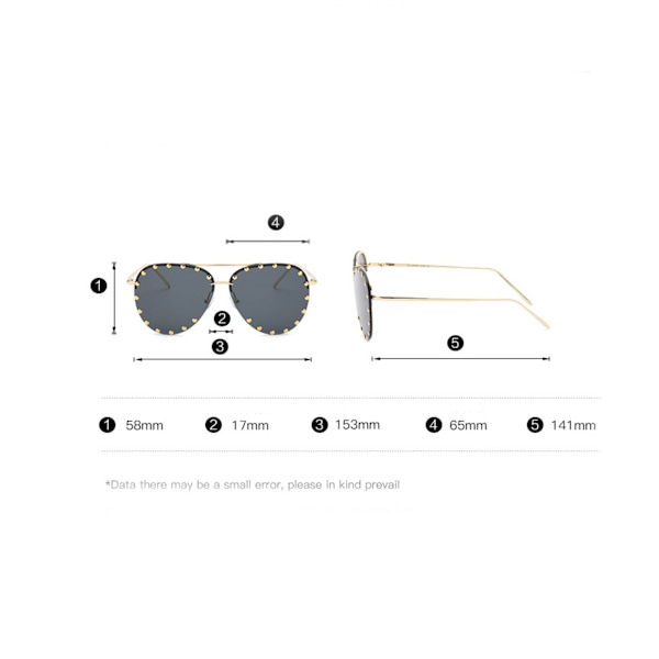 Kvindernes Rimless Oversized Studded Solbriller Gradient Linse Nitte Mode