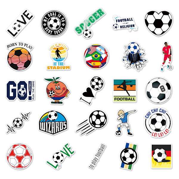 50 stk. Fotball Sport Klistremerker for Gutter, 2022 VM Fotball Klistremerke, Vinyl Vanntett Klistremerke for Vannflasker Bil Bærbar PC