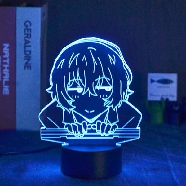 Anime Bungo Stray Dogs Osamu Dazai Lampe Kule 3D Illusions nattlampe Hjem Rom Dekor Akryl LED Lys Julegave Lamper (16 Farger med Fjernkontroll)