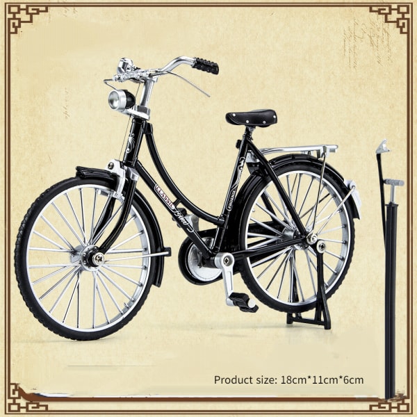 Legering cykel 28 bar simuleringsleksaksmodell dekoration presentask (28 bar damkläder [svart] med luftpump)