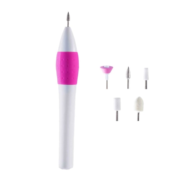 Elektrisk Nagelfräspenna med 5 Fräsbitar, Elektrisk Manikyrfrässet, Multifunktionell Bärbar Nagelfil, Polering, Slipning