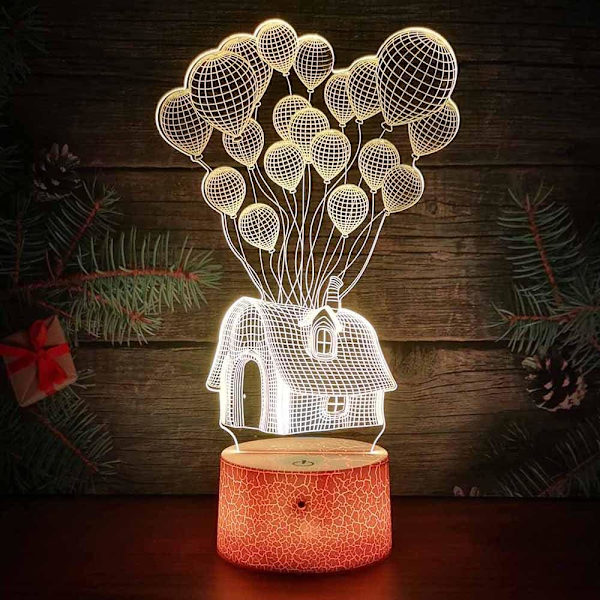 Ballonghus 3D Illusion Nattlampa Leksaker, 16 Färger Byter Smart Touch & Fjärrkontroll, Heminredning LED Sängbord Bordslampa