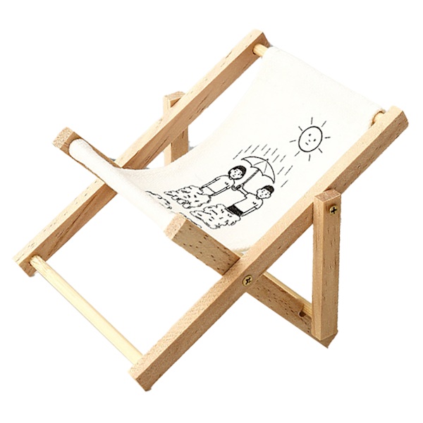 Strandstol Mobilholder Kreativ Træ Befri Dine Hænder Mobiltelefon Støtte til Desktop Foto Rekvisitter Ornamenter 10x12x12cm Model G