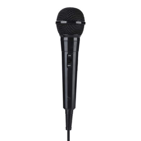 Bærbar håndholdt bevægelig spole kablet dynamisk mikrofon klar stemme til karaoke (sort)
