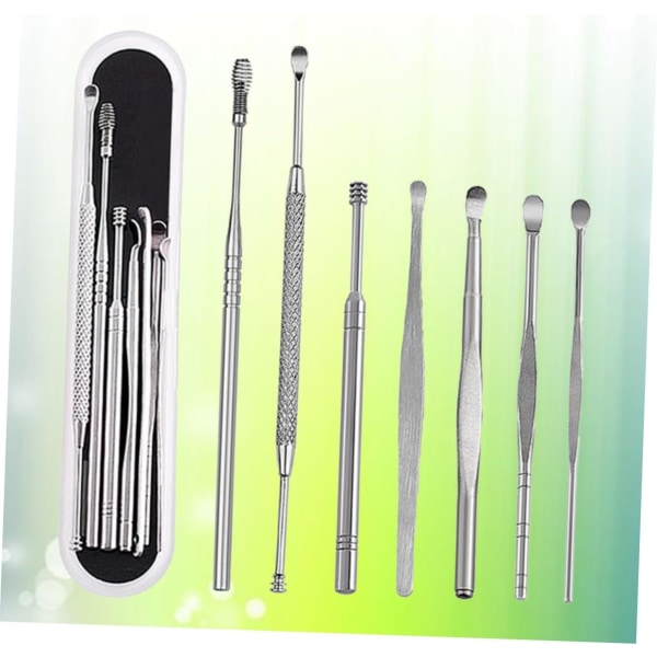 WJ 7st/ set Öronrengöring Örhängen Set Öronrengöringssats Öronvaxgrävare Öronvaxrengöringsborste Rostfritt stålplockar Wax Curette