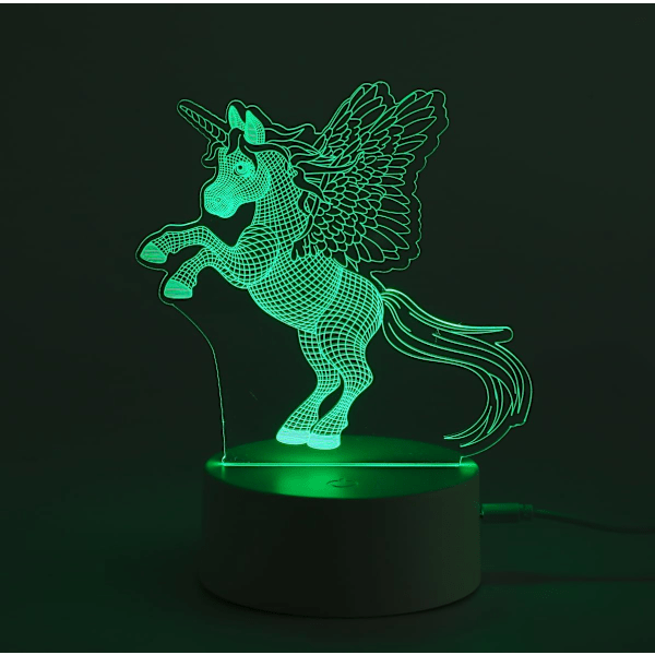 Enhjørning Gave Nattelykt for Barn, Automatisk 7 Farger Skiftende Hjorte Bordlampe, 3D Illusjon Sengelampe, Søt Hjortegaver for Kvinner Tenåringer Gutter Jenter Gaver
