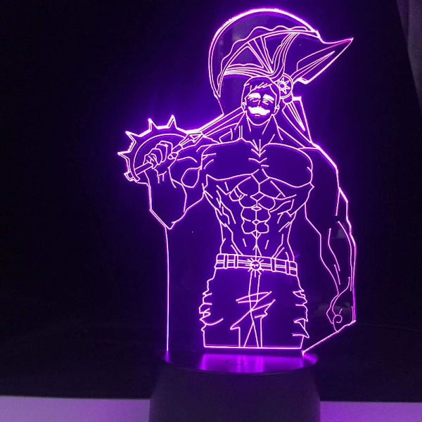 Anime Lampe Illusionslys LED Nattelys Lampe Escanor De Syv Dødelige Synder Ban Meliodas Dragen Wraith Fox Griskhet OSO Grizzly 3D for Barn