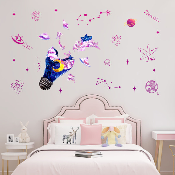 Polttimouniversumin tähtitaivas seinätarra Tähtitaivas seinäkoristelu pojille, lapsille Makuuhuoneen olohuoneen lastenhuoneen seinäkoriste