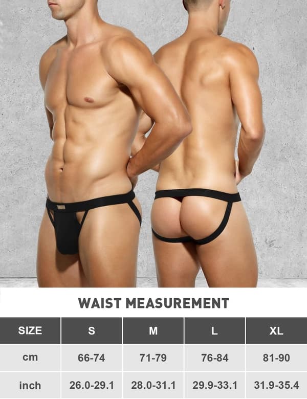 Herre atletisk støtteundertøj i strækbart mesh jockstrap multipakke Black L