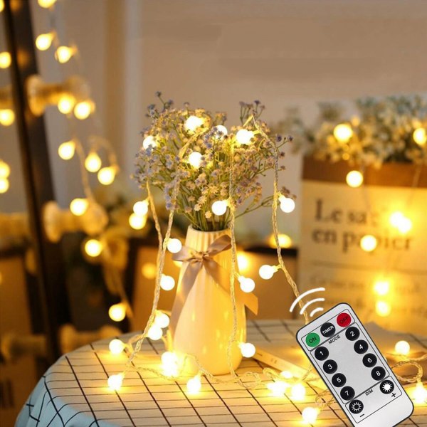 Globe String Lights Battery Powered 6M 40Led String Lights 8 Modes Waterproof with Remote  for Christmas Wedding Garden Party Decoration