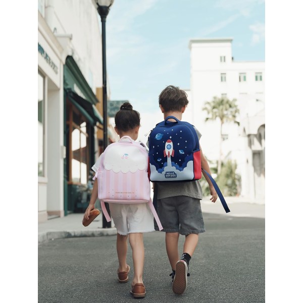 Rosa barnryggsäck, modern ryggsäck för småbarn för flickor i förskoleåldern 5-10 år, skolväska, vardaglig ryggsäck, resväska - körsbär