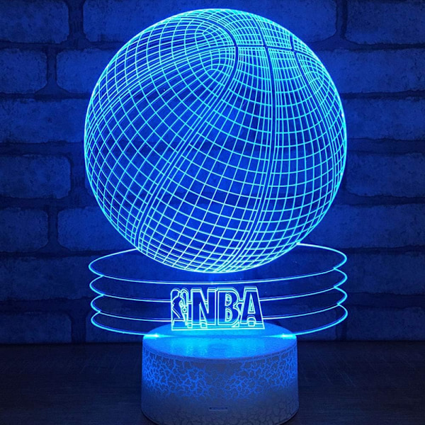 Basketball 3D Optisk Illusion Akryl Natlampe Berøringskontakt 7 Farveskift USB LED Bordlampe