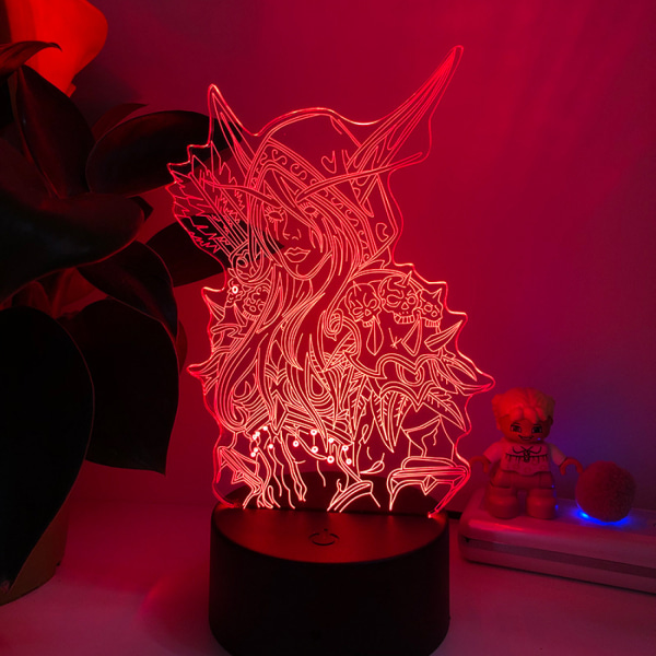 Qinwei Anime World of Warcraft LED-nattljus 3D Illusion-lampa med 16 färger inredning för fjärrkontrollrum för barn --- Svart säte