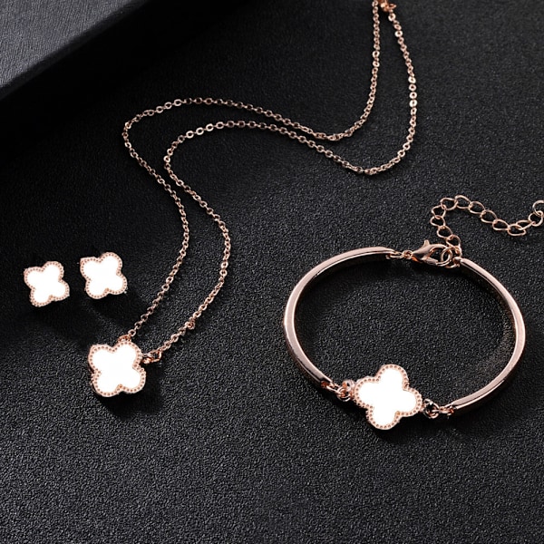 Smyckeset med fyrklöver, lyckobringande fyrklöverhalsband, armband eller örhängen för kvinnor, flickor, bröllopsfestgåva