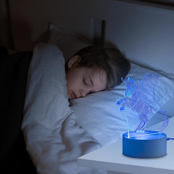 Yksisarvisen Yövalo Lapsille, Automaattinen 7 Väriä Vaihtuva Peurapöytälamppu, 3D Illuusio Sängynpäätylamppu, Ihastuttavat Peura Lahjat Naisille Teineille Pojille Tytöille
