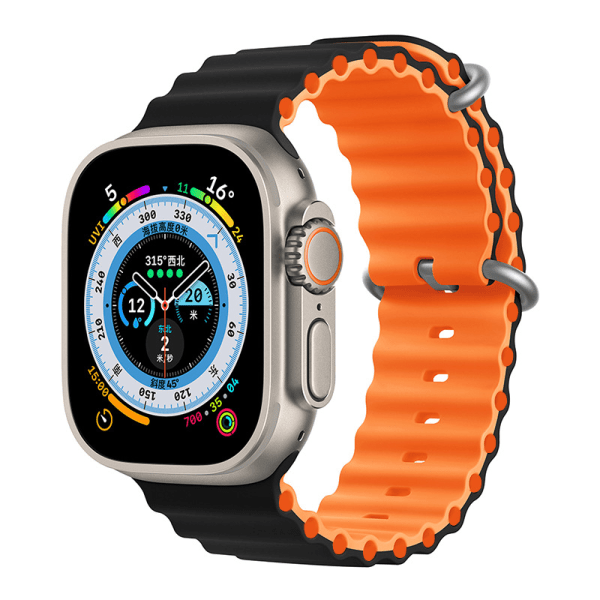 Apple Ocean Watch Ranneke applewatch8/7/se/ultra urheilulle, kaksivärinen silikoni-iwatch-ranneke (38/40/41mm)