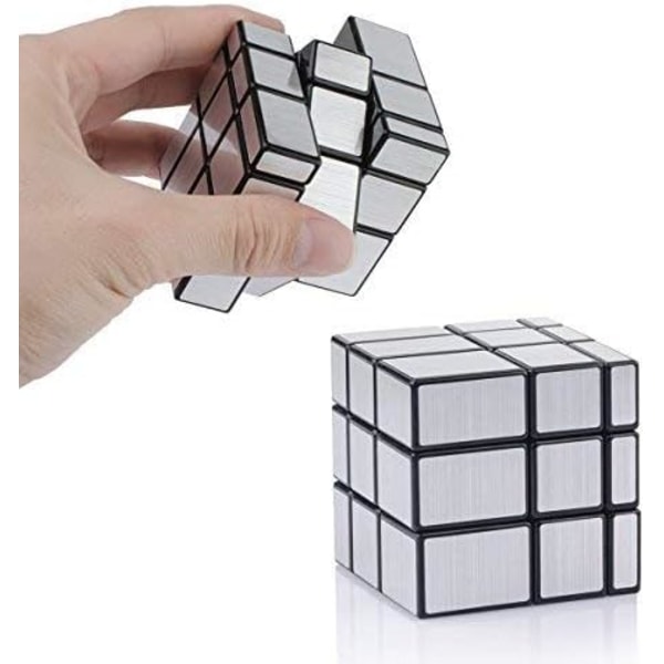 Leksaksspegelkub 3x3 Hastighetskub 3x3x3 Spegelblock Formadt Pussel Silverversion