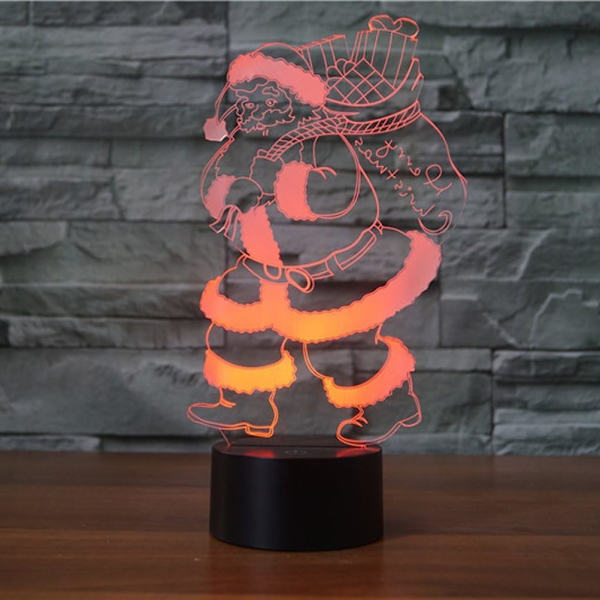 3D Julemand Natlys Bordsklampe Optisk Illusion Lamper 7 Farveskiftende Lys LED Bordlampe Jul Hjem Kærlighed Fødselsdag Børn Børn Dekoration Legetøj Gi