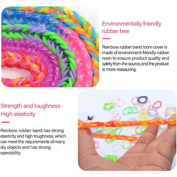 Gummistrikksett, vevsett for armbånd, til DIY-kunst og håndverk, 4800 deler med oppbevaringsbeholder, anheng, Y-vever, heklenåler og S-klips (1
