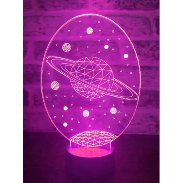 3D Solsystem nattlyslampe illusjon 7 fargeendrende berøringsbryter bordskrivebord dekorasjonslamper gave med akryl flat ABS base USB kabel leketøy