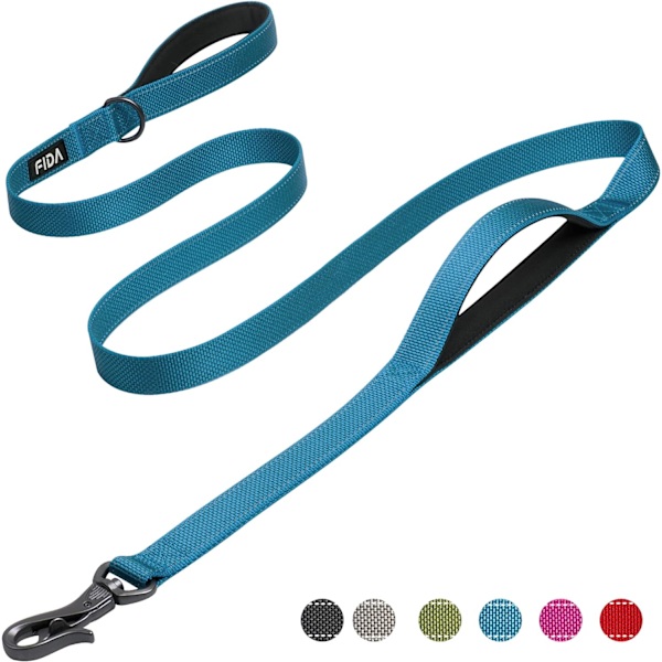 6 FT Heavy Duty Hundekobbel med 2 komfortable polstrede håndtak, trafikkhåndtak og avansert enkel snappkrok, reflekterende gåledning for store, mellomstore og S Blue6FT 6 Feet (Pack of 1)