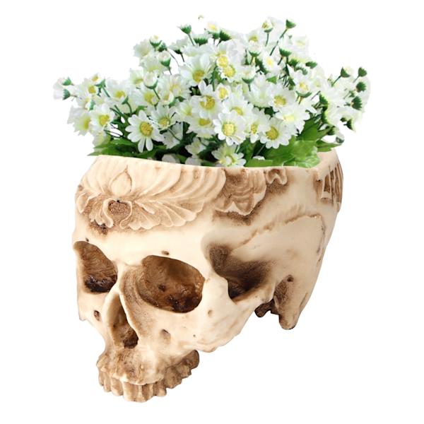 Kraniet Blomsterpotte Planter Resin Kunsthåndværk Personlige Hjemmeindretning Bar Ornamenter