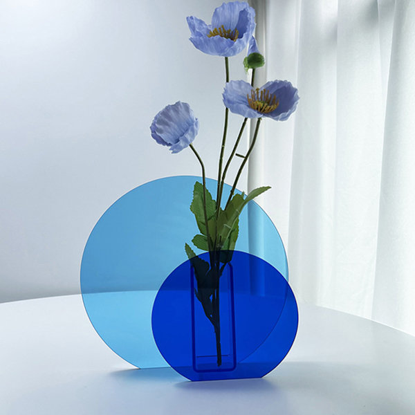 Neon Akryl Vase - Lett å Rengjøre - Trendy Geometrisk Akryl Blomster Vase for Hjemmedekorasjon - Stor og Liten Sirkel
