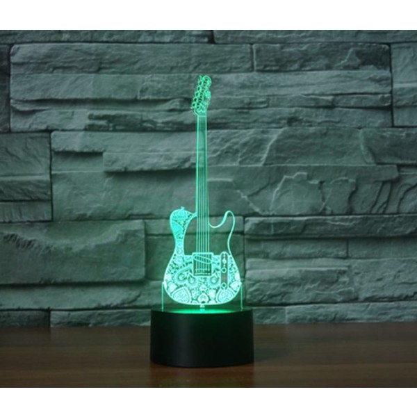 3D Gitarr Fjärrkontroll 16 Färger Nattlampor Illusion Akryl LED Bord Sängbordlampa Barn Sovrum Skrivbordsdekoration Födelsedagspresenter Leksak för Barn