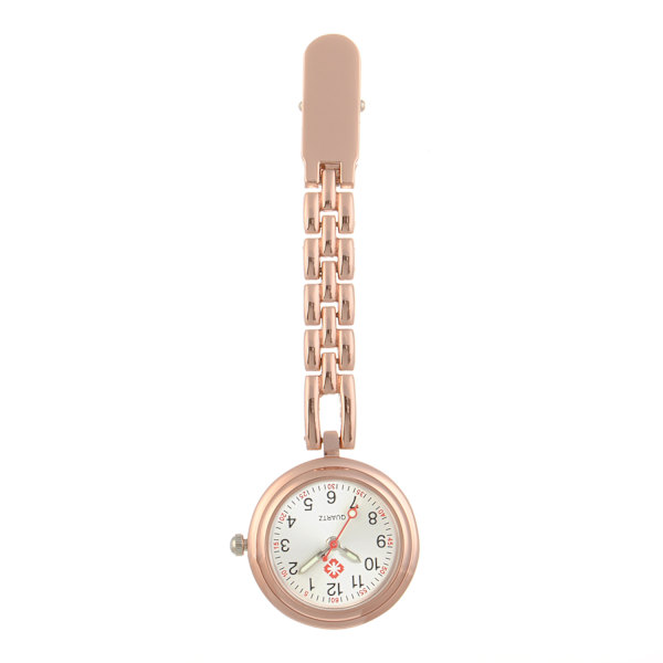 Clip-on hængende reversur, sygeplejerske lommeur, analogt kvartslommeur med pulsometerskala og lysende visere (rose gold)