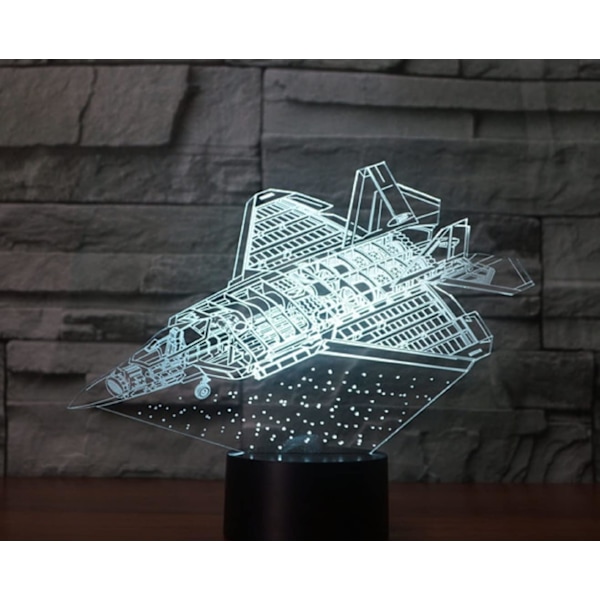 3D Flygplan Fjärrkontroll 16 Färger Nattlampor Illusion Akryl LED Bord Sänglampa Barn Sovrum Skrivbordsdekoration Födelsedagspresenter Leksak för Barn