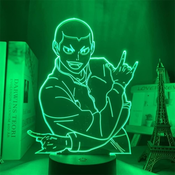 USB Anime-lampa Ryunosuke Tanaka Figur Nattlampa för Barn Sovrumsdekoration 3D-lampa 16 Färgförändringar med Fjärrkontroll RGB Färgrik Belysning Barnpresent