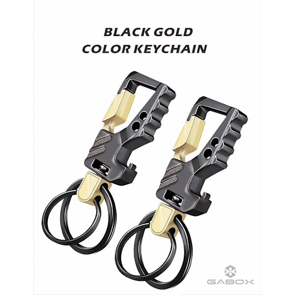 2 stk. nøglering EDC nøglering nøglering flaskeåbner auto nøgleholder taktisk karabinhage nøgleringe med klip Llaveros de Hombre Porte-Clés gave f 2Black