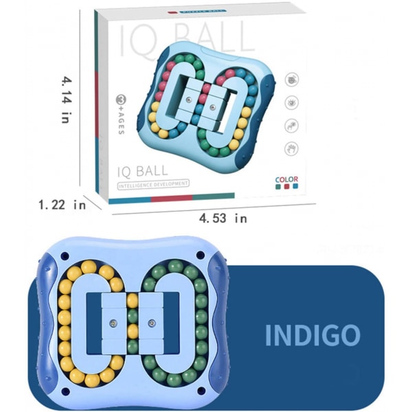 Roterende magiske bønnelegetøj Dekompression Roterende små perler Fidget Spinner Magiske terninglegetøj til unisex-børn Puslespil pædagogisk legetøj（Indigo）