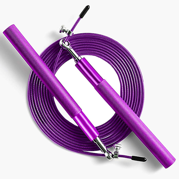 Hurtig hoppetau - 360° svingbar kulelager - Justerbart stålbelagt tau - Aluminium Anti-Skipping Håndtak - Fitness Trening Boksing Sportsøvelser -S Purple