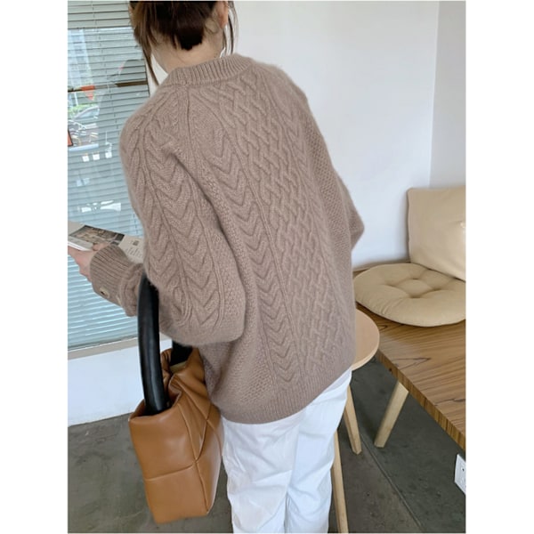 Damtröja Pullover Vinter Chunky Cable Långärmad Casual Tröja