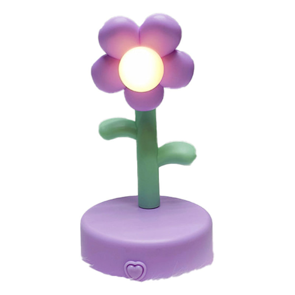 Sød blomst nattelys bærbar bordlampe dekorativ til kontor sovesal indretning Purple