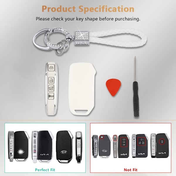 Nøglebeskyttelsescover til Kia Soul Forte Sportage Telluride EV6 tilbehør Girly Soft TPU Bil Smart Keys Shell Case Protector 4 Knapper Bling Nøglering