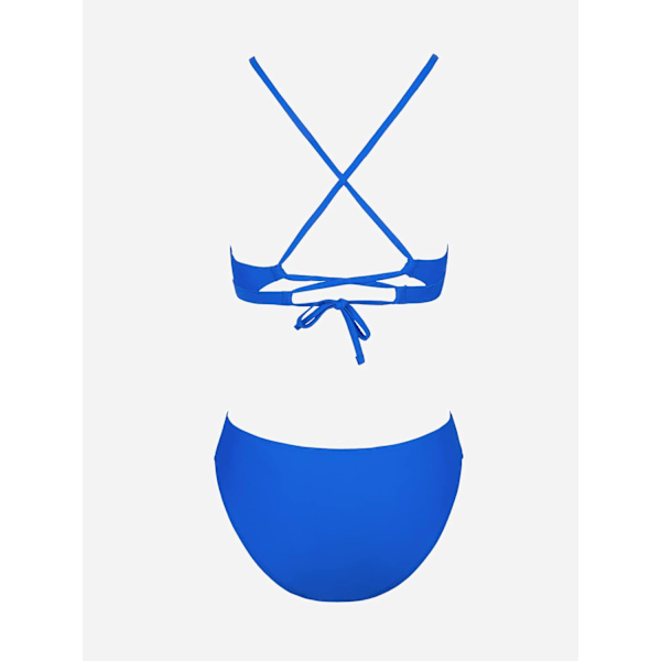 WJSMBikini Set för kvinnor Tvådelad baddräkt V-ringning Låg midja Korsrygg Självbindande Spaghettiband Cobalt Blue M
