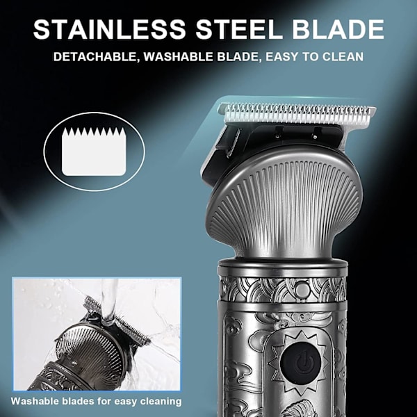 Skäggtrimmer Kit för Män Professionell Hårklippare Trimmer T-Blad Trimmer Nästrimmer Skägg Hår Rakapparat Nästrimmer Hårklippningskit Kroppsvård
