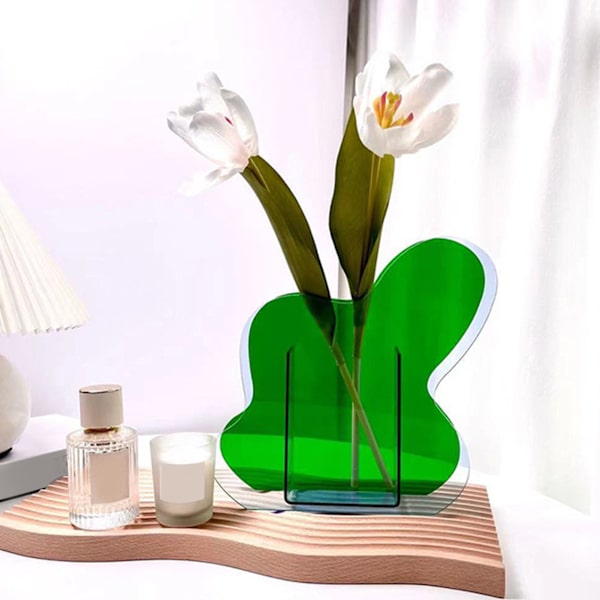 Neon Akryl Vas Lätt Att Hålla Ren Trendig Geometrisk Akryl Blomvas För Heminredning Blå Ocean