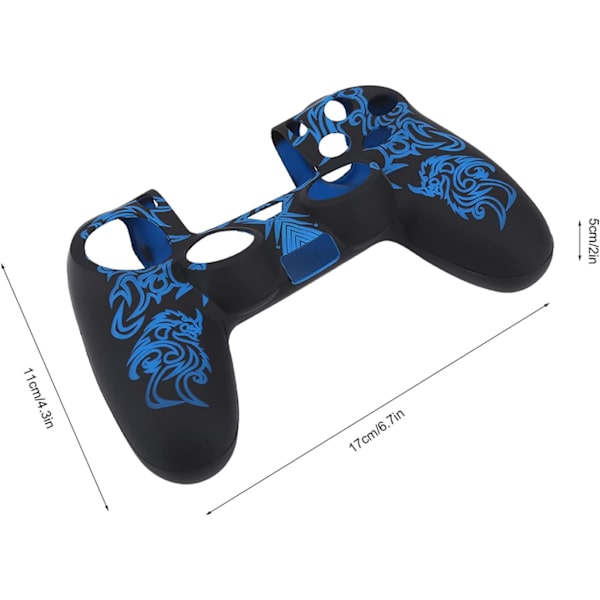 Spillkontrollhud Grip Deksel Case, Myk Silikon Case, Hud Grip Shell Deksel for PlayStation 4 PS4 Kontroll Black-Blue
