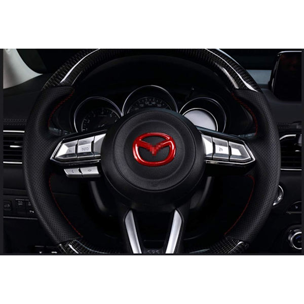 MAXDOOL Rød rattdeksel klistremerke paljetter ramme trim for Mazda 3 6 CX-3 CX-5 CX-9 interiør tilbehør (rød)