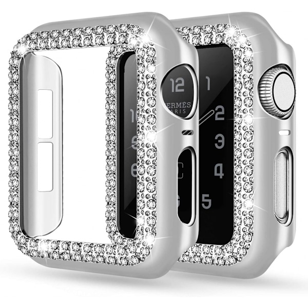 Til Apple Watch Case 44mm Series 6/5/4 SE Bling Rhinestone Apple Watch Case Bumper Frame Skærmbeskytter Case til iWatch Series 44mm Sølv