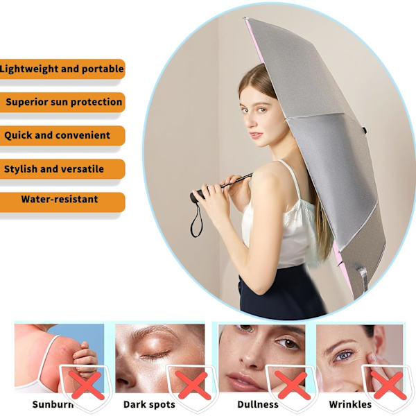Vindafvisende rejse kompakt paraply-automatiske paraplyer til regn-kompakt folde paraply, rejse paraply kompakt, små bærbare vindafvisende paraplyer Silver/Pink 42 Inch-1 Pack