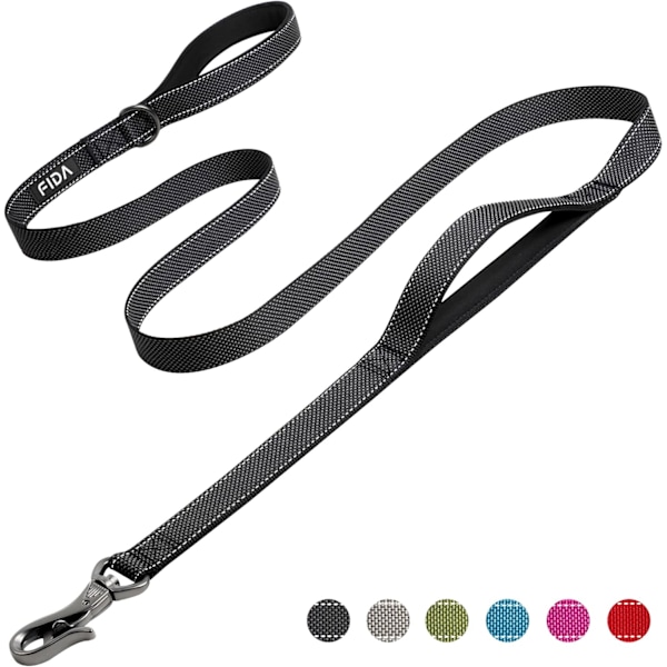6 FT Heavy Duty Hundeleine med 2 komfortable polstrede håndtak, trafikkhåndtak og avansert enkel snørekrok, reflekterende gåledning for store, mellomstore og S Black6FT 6 Feet (Pack of 1)