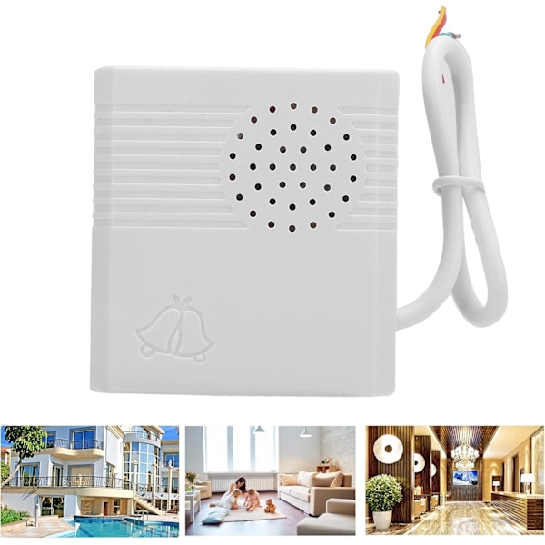 DC 12V Trådlös Dörrklocka, 4-kärnig Tråddörrklocka Kit, Vägghängd Tryckknapp, Transformator, Kabel och Klämmor, Högkvalitativt Skal