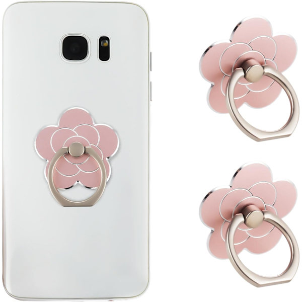 2 st telefonringhållare stativ mobiltelefon blomma finger ring grepp stativ metall universellt kompatibla tillbehör med smartphone, mobiltelefoner 2pcs Silver